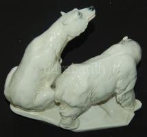 2 db jegesmedvét ábrázoló porcelán figura / Chinaware polar bears figure 25x20x19cm