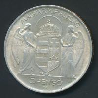 1939. 5P Ag "Horthy - balra" T:2- kis ph.