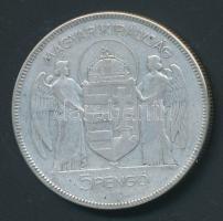 1930. 5P Ag "Horthy jobbra" T:3 ph.