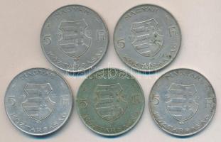 1947. 5Ft Ag "Kossuth" (5x) T:2-,3 ph.