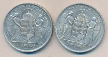 1939. 5P Ag "Horthy - balra" (2x) T:2-