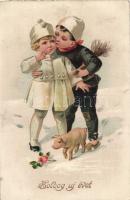 New Year, chimney sweeper boy litho