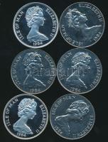 Man sziget 1984. 1C Ag (2x) + 1C CuNi (4x) "Nyári és Téli Olimpia" közte 2db pár T:PP,BU /  Isle of Man 1984. 1 Crown Ag (2x) + 1 Crown CuNi (4x) "Summer and Winter Olympics" with 2 pairs C:PP,BU