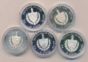 Kuba 1983. 5P Ag (5x) klf olimpiai érem "Lesiklás, Olimpiai láng, Futás, Diszkoszvetés, Dzsúdóz...