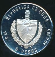 Kuba 1983. 5P Ag "XIV. Téli Olimpia / Lesiklás" T:PP Csak 5000db! / 
Cuba 1983. 5 Peso Ag ...