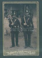 cca 1890 Csendőröket ábrázoló keményhátú kabinet fotó (kopottas) / Hungarian gendarmes photo 11x17 cm