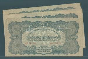 1944. 20P "A Vöröshadsereg Parancsnoksága" (3x) eltérő méretűek T:II,II-