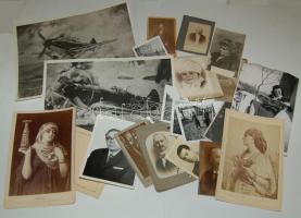 cca 1880-1940 27 darabos, nagyrészt keményhátú fotó tétel sok érdekességgel, tablókkal / vintage pho...