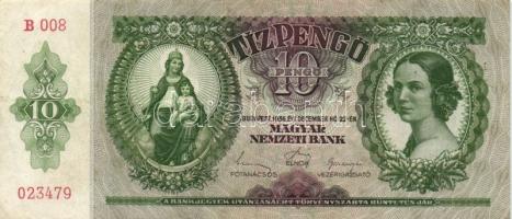 1936. 10P (8x) közte "*B" sorozat is és nagyon alacsony sorozatszámúak is T:II,II-,III