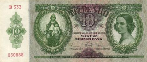 1936. 10P (8x) közte "*B" sorozat is és nagyon alacsony sorozatszámúak is T:II,II-,III