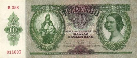 1936. 10P (8x) közte "*B" sorozat is és nagyon alacsony sorozatszámúak is T:II,II-,III