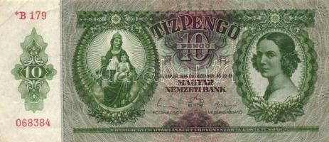 1936. 10P (8x) közte "*B" sorozat is és nagyon alacsony sorozatszámúak is T:II,II-,III