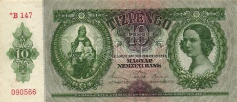 1936. 10P (8x) közte "*B" sorozat is és nagyon alacsony sorozatszámúak is T:II,II-,III