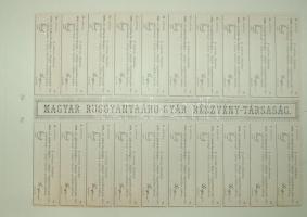 1890. "Magyar Ruggyantaáru-Gyár Részvénytársaság" részvénye 100 osztrák értékű Ft-ról szel...