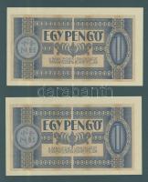 1938. 1P (2x) egymás utáni sorszámokkal! T:I