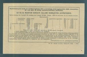 1929. Egész-sorsjegy 3P értékben az 53. Magyar Kir. Állami sorsjátékra T:II