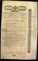 Budapest 1927. "Belvárosi Takarékpénztár Részvénytársaság" Arany Községi Kötvények 200 arany pengő értékben angol és magyar nyelven, szelvényekkel és szárazpecséttel, lyukasztással érvénytelenítve