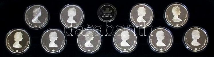 Kanada 1985-1987. 20$ Ag "XV. Téli Olimpia" a komplett 10db-os klf érmesorozat eredeti oli...