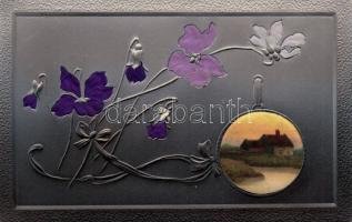 Litho, Emb. silk greeting card