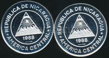Nicaragua 1988. 50C Ag (2x) "Vitorlázás" + "Síelés" T:PP Csak 10000db! / 
Nicara...