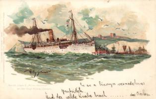 1899 Norddeutscher Lloyd SS Prinz Heinrich litho s: Willy Stöwer