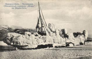 Frozen yacht by Novorossiysk