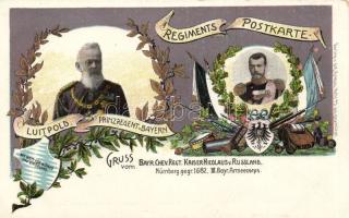 Luitpold and Nicholas II of Russia litho (gluemark)