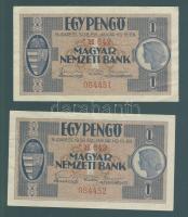 1938. 1P "*H" (2x) egymás utáni sorszámokkal! T:II