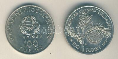 1980. 100Ft "Szovjet-magyar közös űrrepülés" + 1981. 100Ft "FAO" T:BU