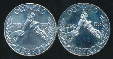 USA 1988D-S. 1$ Ag (2x) "XXIV. Nyári Olimpia" pár T:PP,BU USA 1988D-S. 1 Dollar Ag (2x) "Summer Olympics" pair C:PP,BU