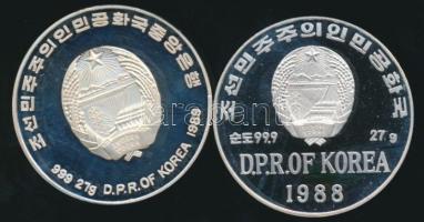 Észak Korea 1988. 500W Ag "Téli Olimpia" + 1989. 500W Ag "Téli Olimpia / Calgary&quot...