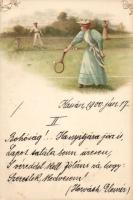 Tennis, ladies litho (EK)