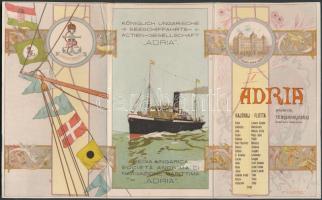 Adria m. kir. tengerhajózási Rt. kihajtható litho menetrend / Adria Hungarian See-lines Litho schdule