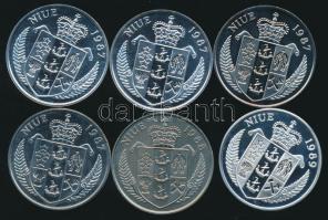 Niue 1987-1989. 5$ (3x) + 50$ Ag (3x) "XXIV. Nyári Olimpia / Szöul" T:PP,BU / 
Niue 1987-1...