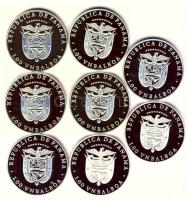 Panama 1988. 1B Ag "XV. Téli Olimpia" komplett 8db-os ezüst sorozat! T:PP /  Panama 1988. 1 Balboa Ag "Olympic Games" complet silver coin set with 8 different motives! C:PP