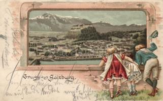 Salzburg, children, Emb. litho