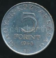 1948. 5Ft Ag "Petőfi" fordított peremirat T:2