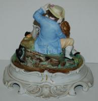 Kézzel festett jelzés nélküli 2 részes porcelán tintatartó a XIX. század végéről / Handpainted china...