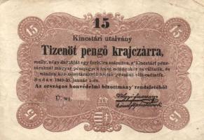 1849. 15Kr + 30Kr "Kincstári utalvány" T:III,IV