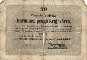 1849. 15Kr + 30Kr "Kincstári utalvány" T:III,IV