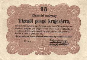 1848. 15Kr "Kincstári Utalvány" T:II-