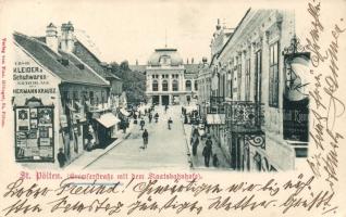 Sankt Pölten railway station and the clothing shop of Hermann Krausz