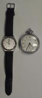1db működőképes naptáras ffi Seiko márkájú kvarcóra és 1db Ruhla márkájú ffi zsebóra