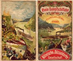 1900. Rajnai gőzhajómenetrend szines litho borítóval /