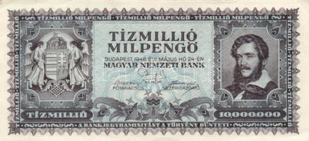 1930-46. 10P + 20P (2x) kétféle + 50P + 500P + 10.000.000MP + 10.000BP + 100.000BP + 10.000AP (2x) T...