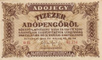 1930-46. 10P + 20P (2x) kétféle + 50P + 500P + 10.000.000MP + 10.000BP + 100.000BP + 10.000AP (2x) T...