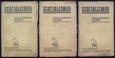 1918 A szocializmus (szerk.: Kunfi Zsigmond) c. szociáldemokrata folyóirat 4., 8., 10. számai