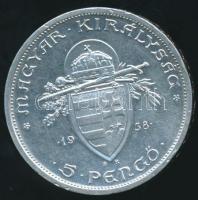 1938. 5P Ag "Szent István" T:1- apró ph