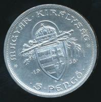 1938. 5P Ag "Szent István" T:1- apró ph