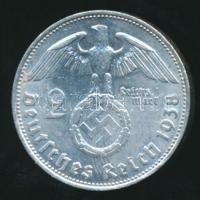 Német 3. Birodalom 1938B 2M Ag "Hindenburg" T:2 / German Third Reich 1938B 2 Marks Ag &quo...